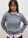 Camisola cinzenta de gola redonda em mistura de l&atilde; com tran&ccedil;as, corte regular_2