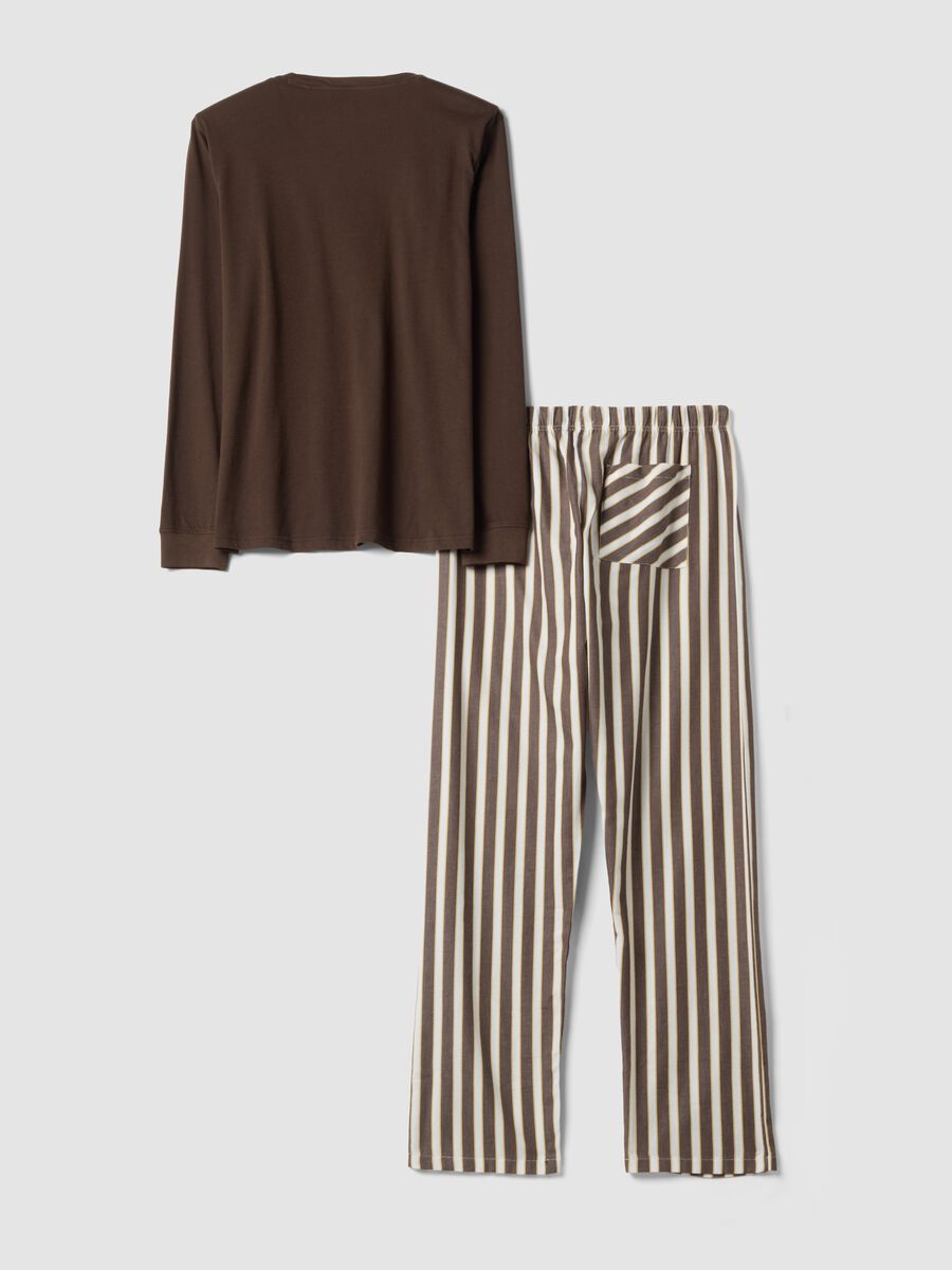 Brauner Pyjama aus reiner Bio-Baumwolle mit Streifen, Regular Fit_6