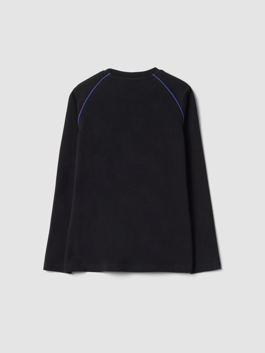 Black pure cotton PlayStation-themed T-shirt, relaxed fit_1