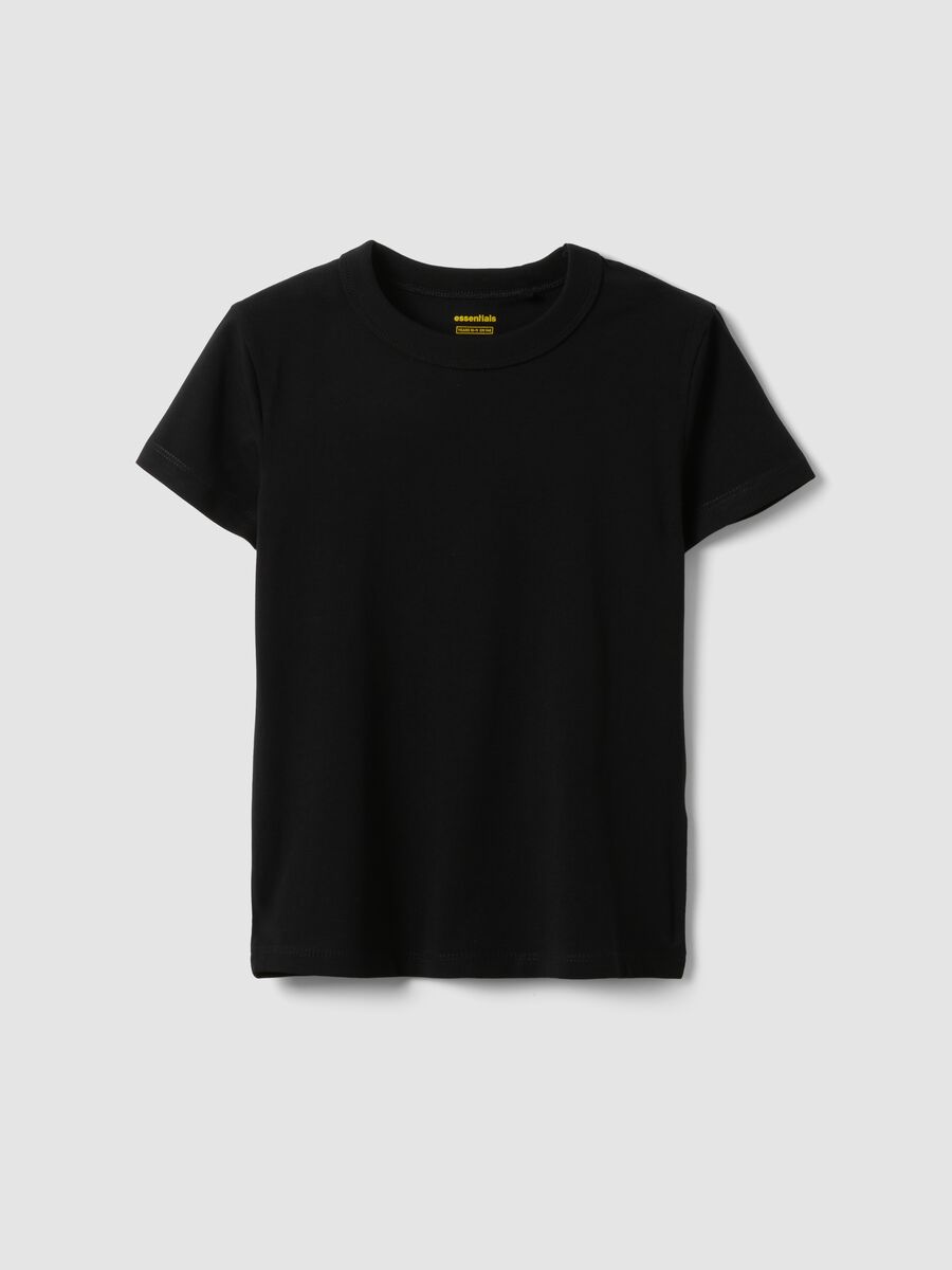 Schwarzes Regular-Fit-T-Shirt aus Stretch-Baumwolle f&uuml;r M&auml;dchen_3