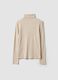Maglia beige in misto viscosa a coste con girocollo_6