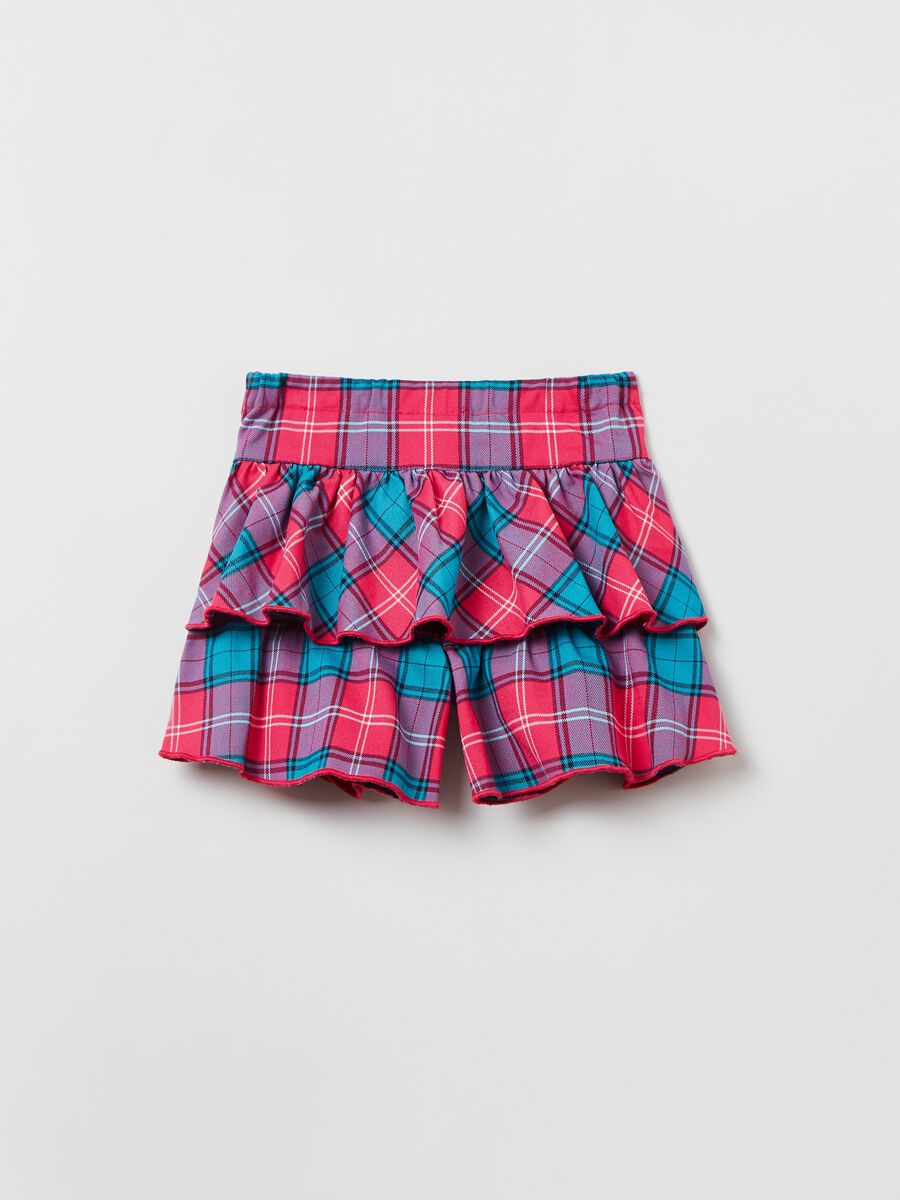 Shorts with tartan pattern and flounce_1