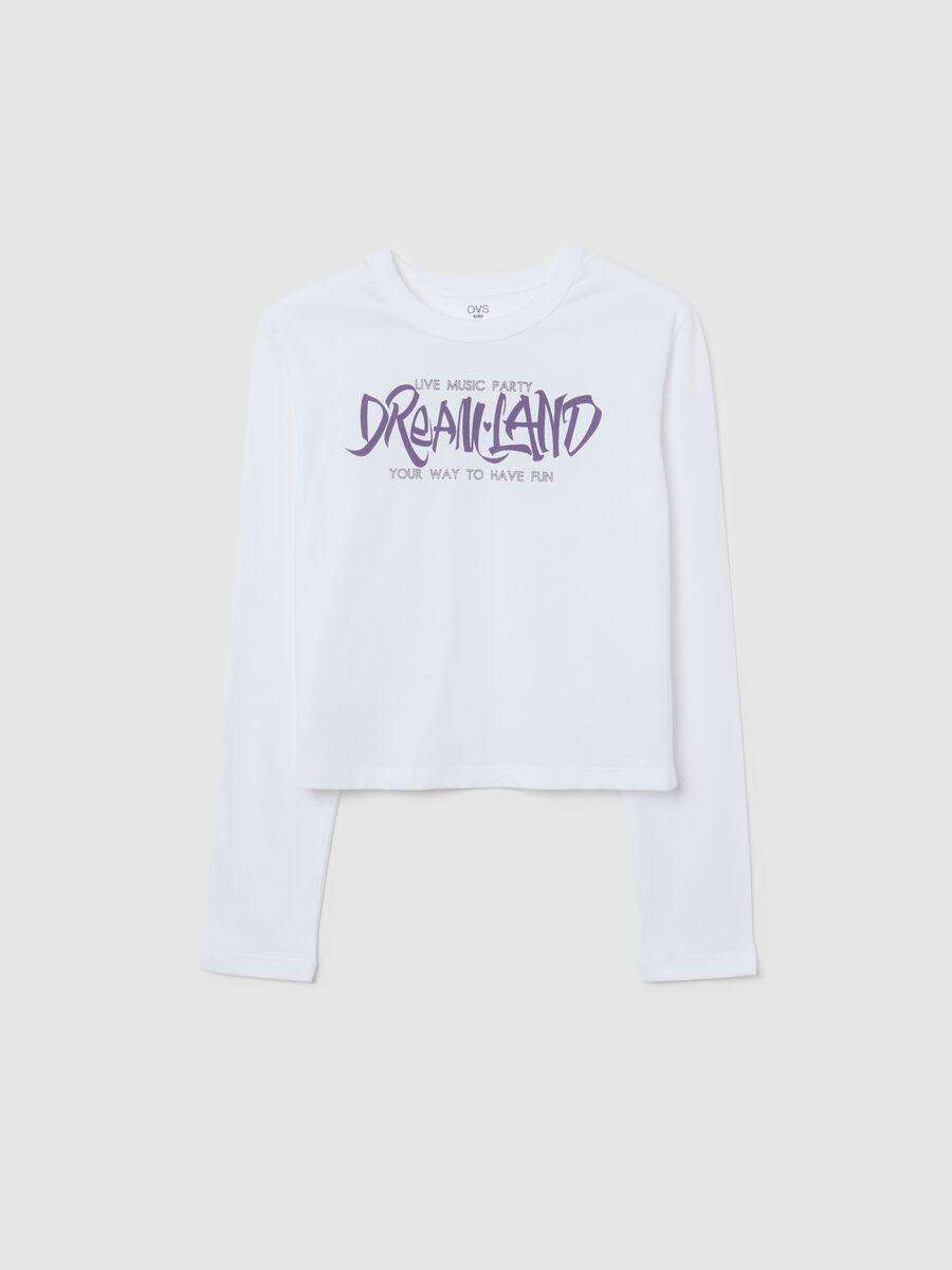 Girls' pure cotton white regular fit T-shirt with print_0