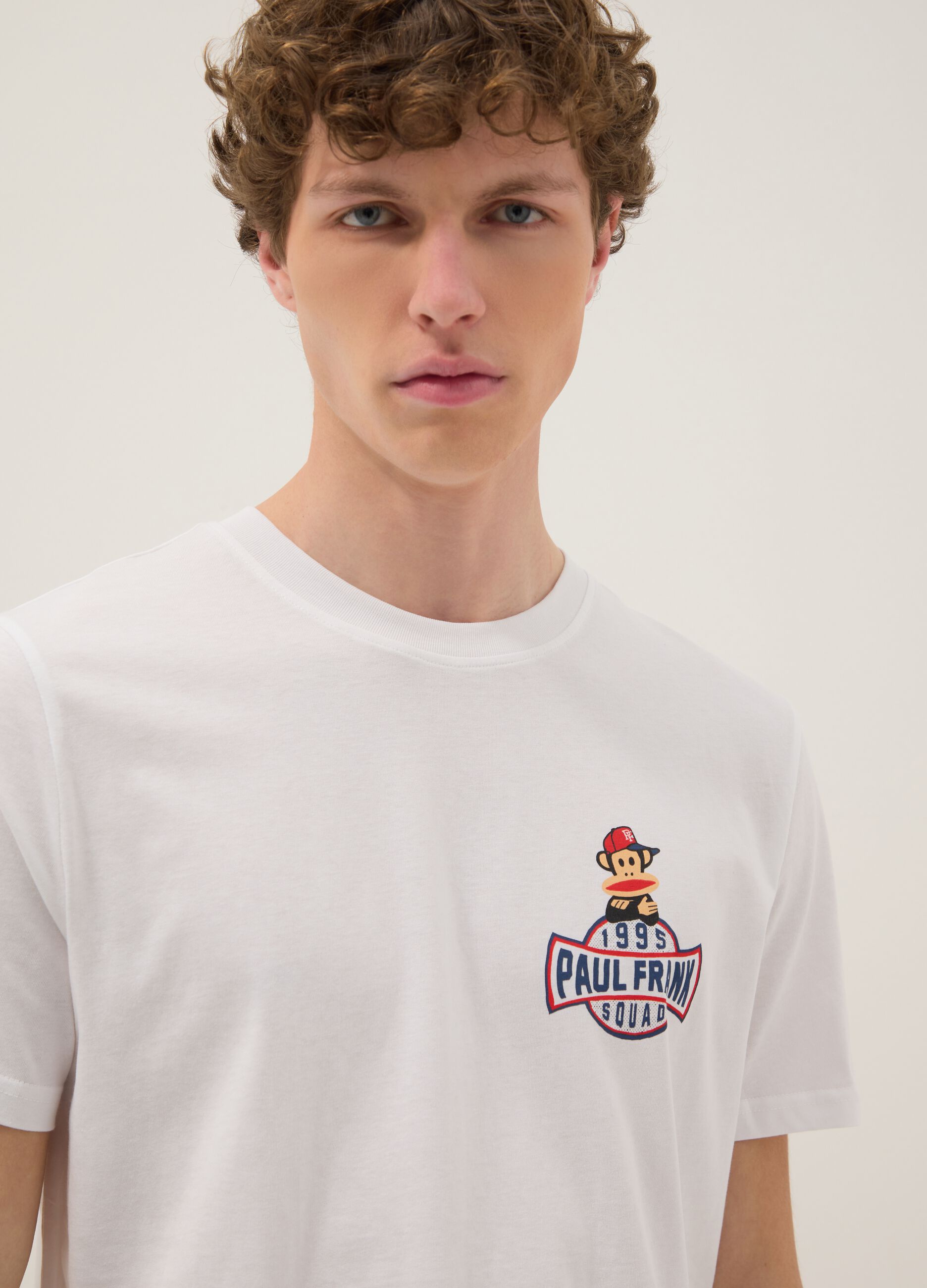 Wei&szlig;es T-Shirt aus reiner Baumwolle mit Paul-Frank-Print, Regular Fit