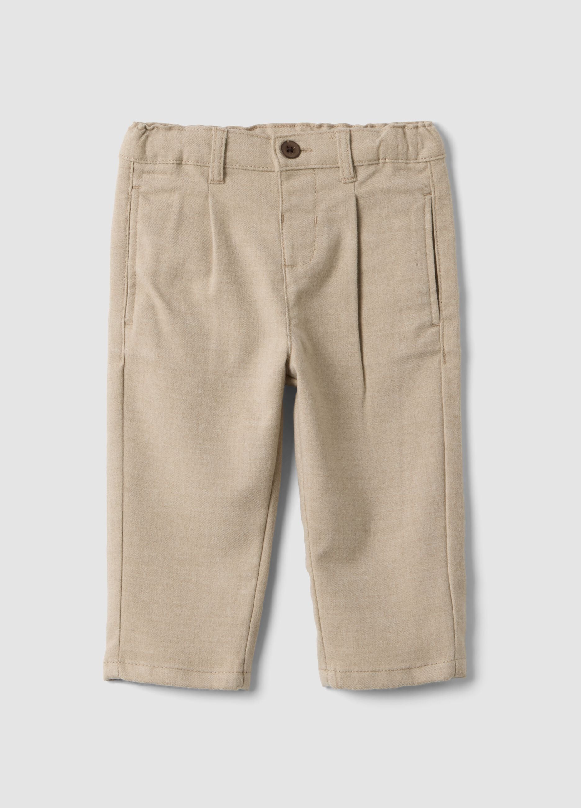 Beige regular-fit stretch viscose trousers