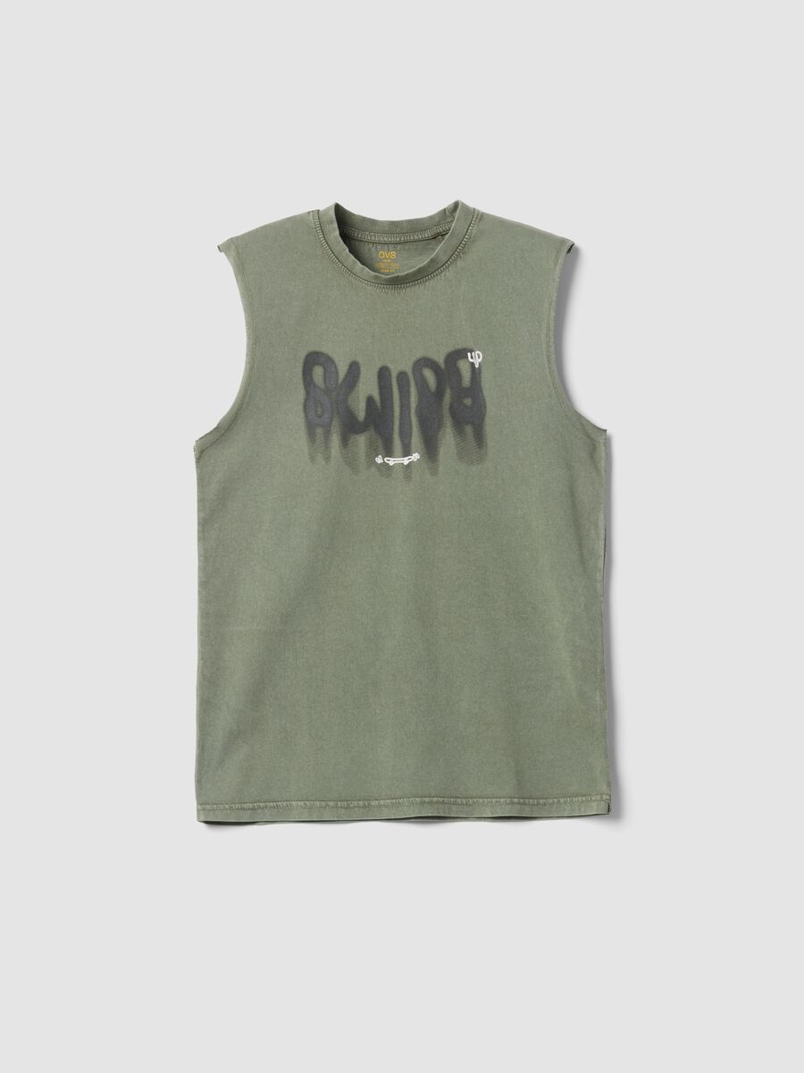 Green pure cotton vest top_0