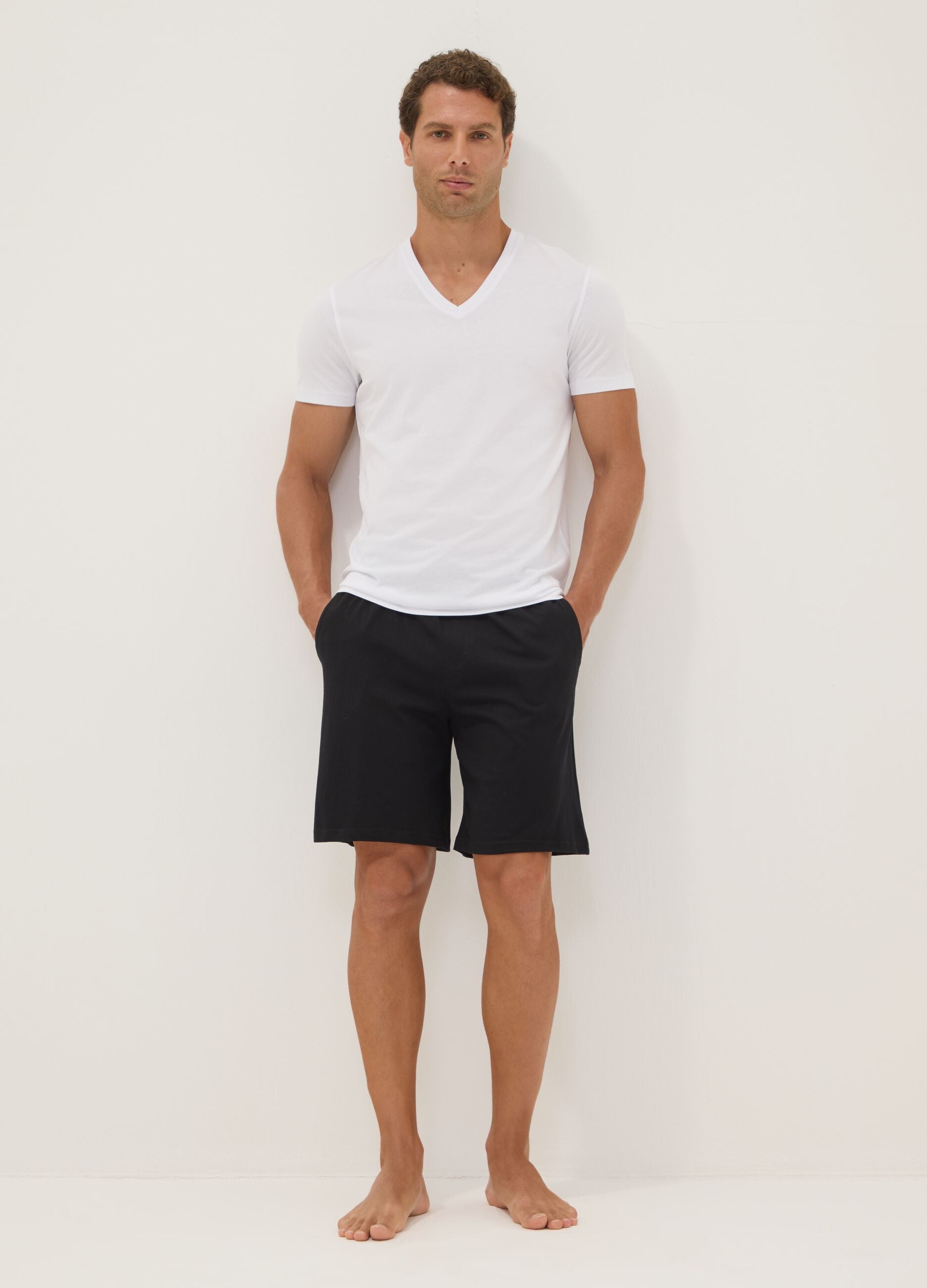 Schwarze Pyjama-Shorts aus Bio-Baumwolle