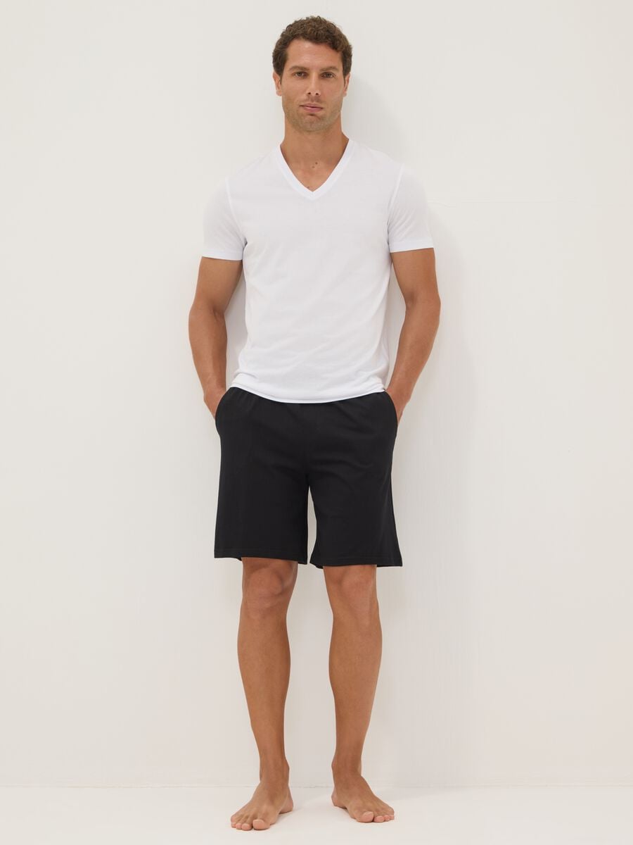 Schwarze Pyjama-Shorts aus Bio-Baumwolle_0