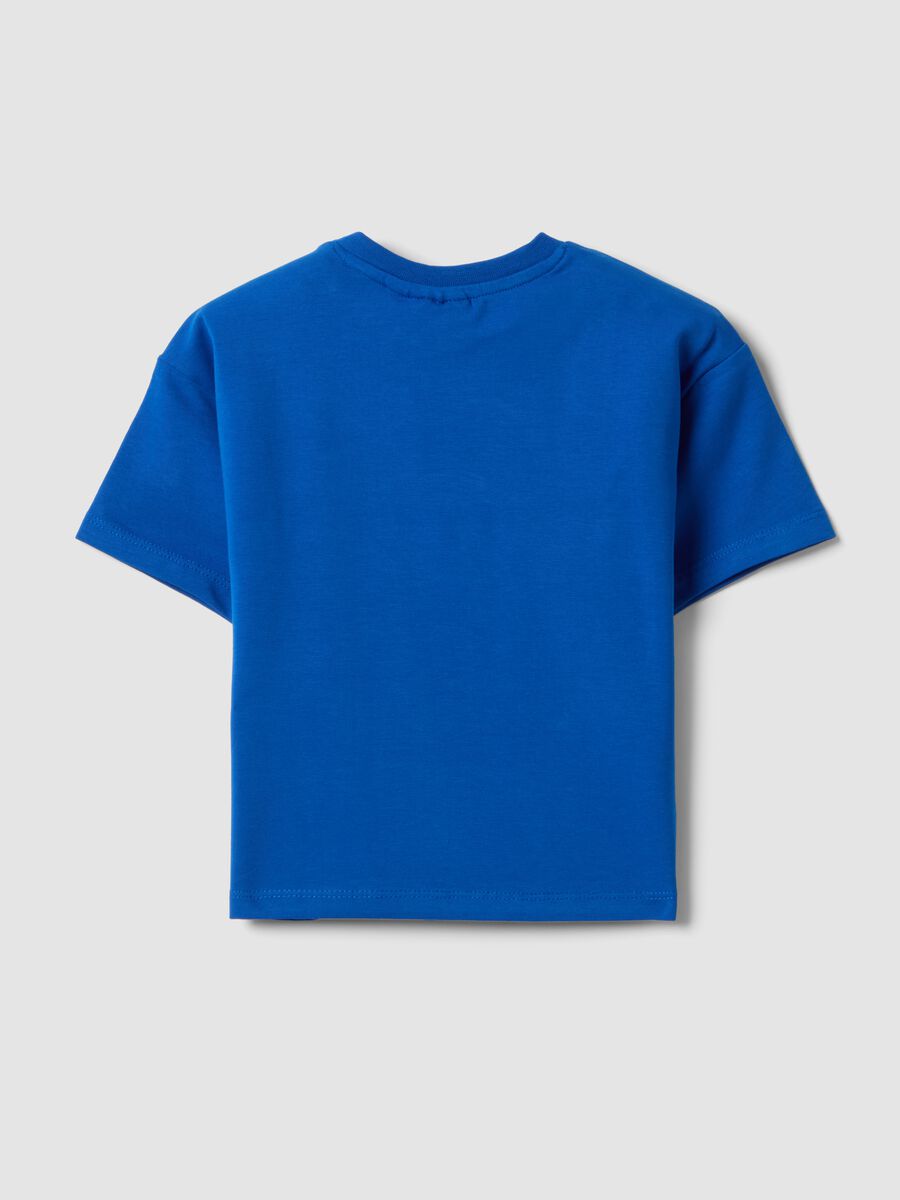 Camiseta azul de manga corta en algod&oacute;n el&aacute;stico_1