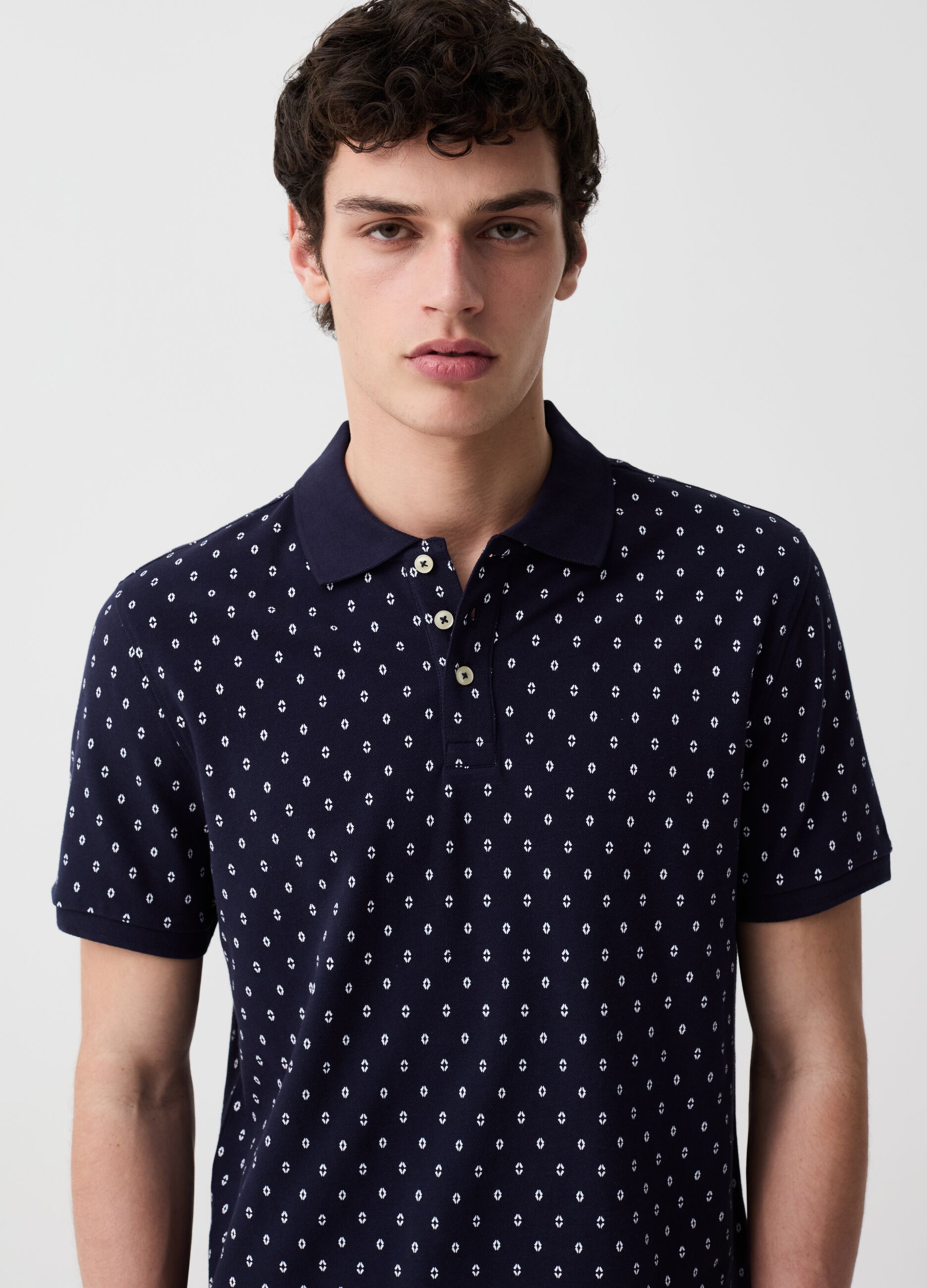 Piquet polo shirt with micro pattern