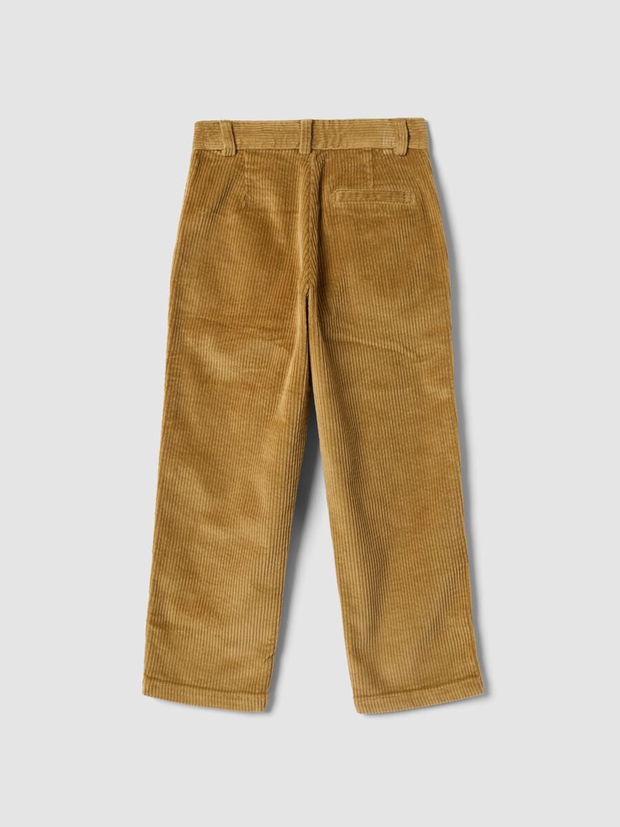 Yellow regular-fit ribbed stretch cotton chino trousers_1