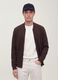 Brown full-zip sweatshirt in stretch piqu&eacute; with ribbed collar_0