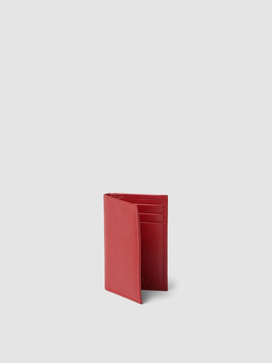Red genuine leather wallet_0