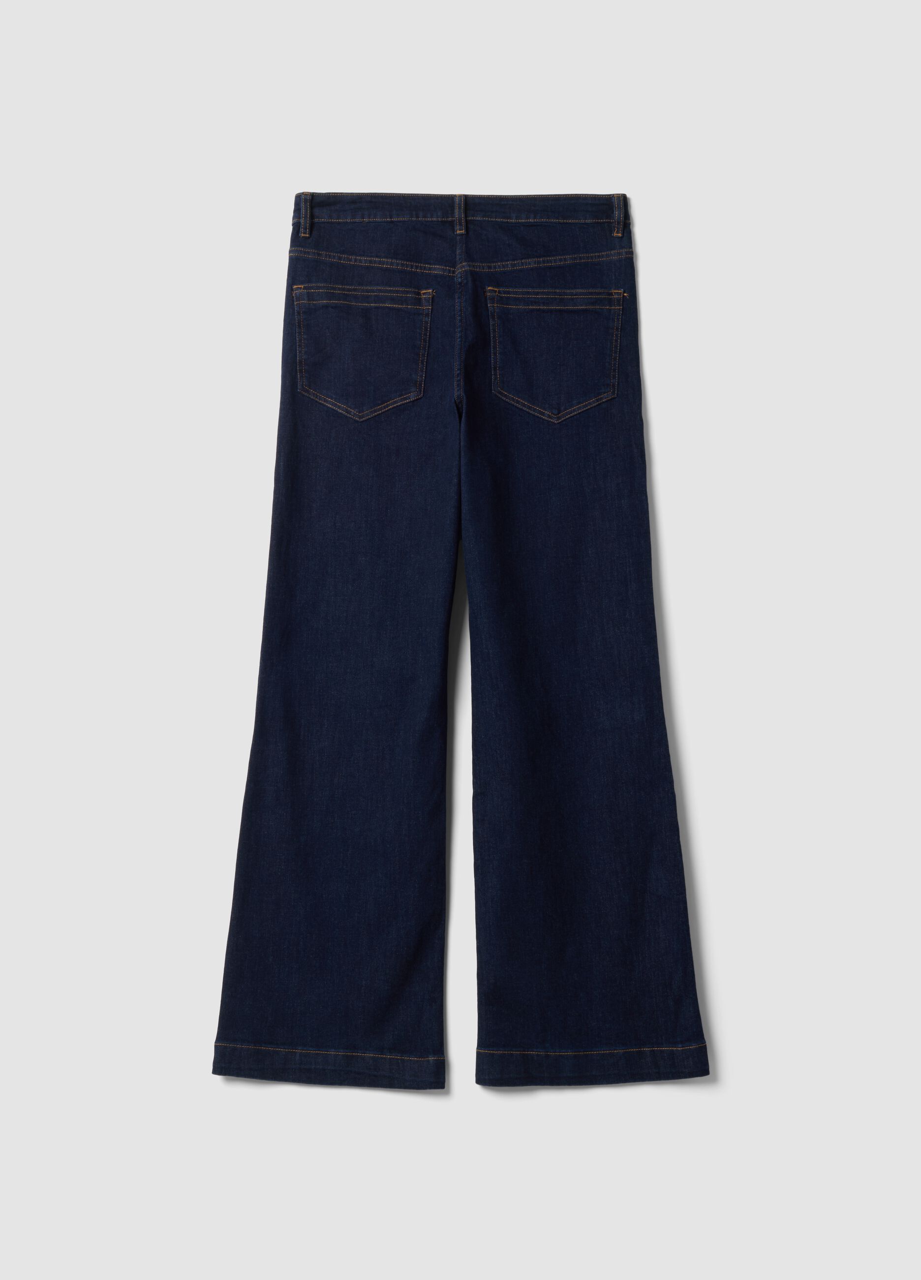 Dark blue bootcut stretch-cotton jeans