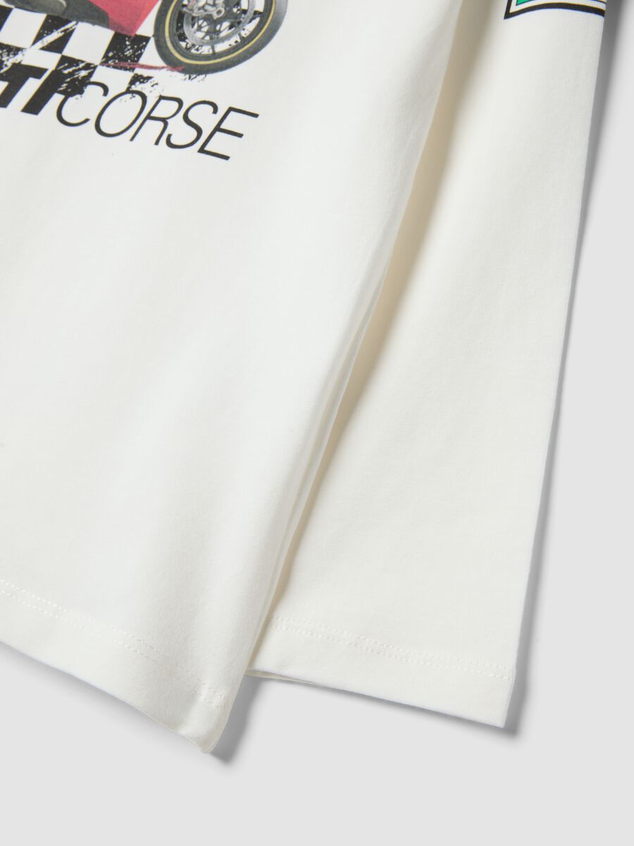 T-shirt bianca in cotone elasticizzato con stampa Ducati per bambino_3