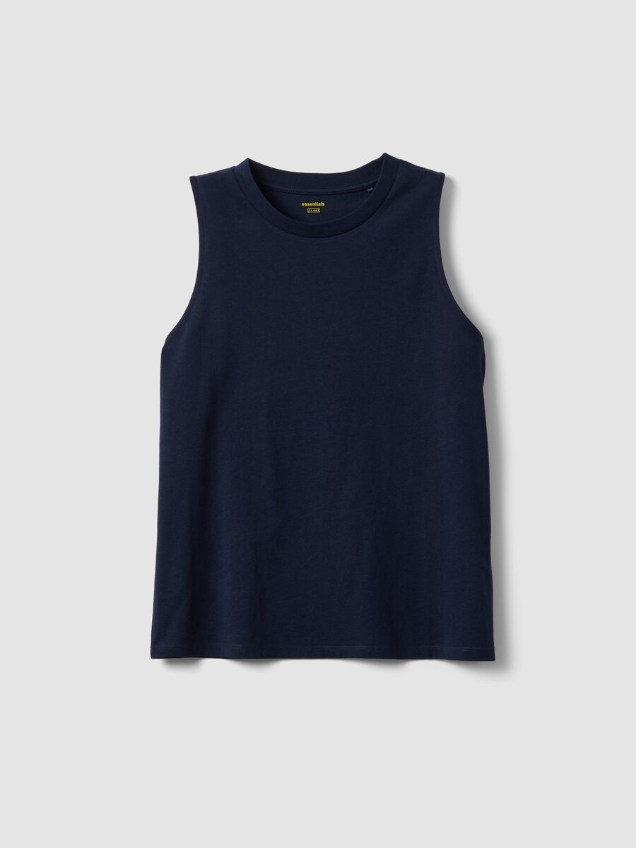 Camiseta de tirantes azul de algod&oacute;n puro_4
