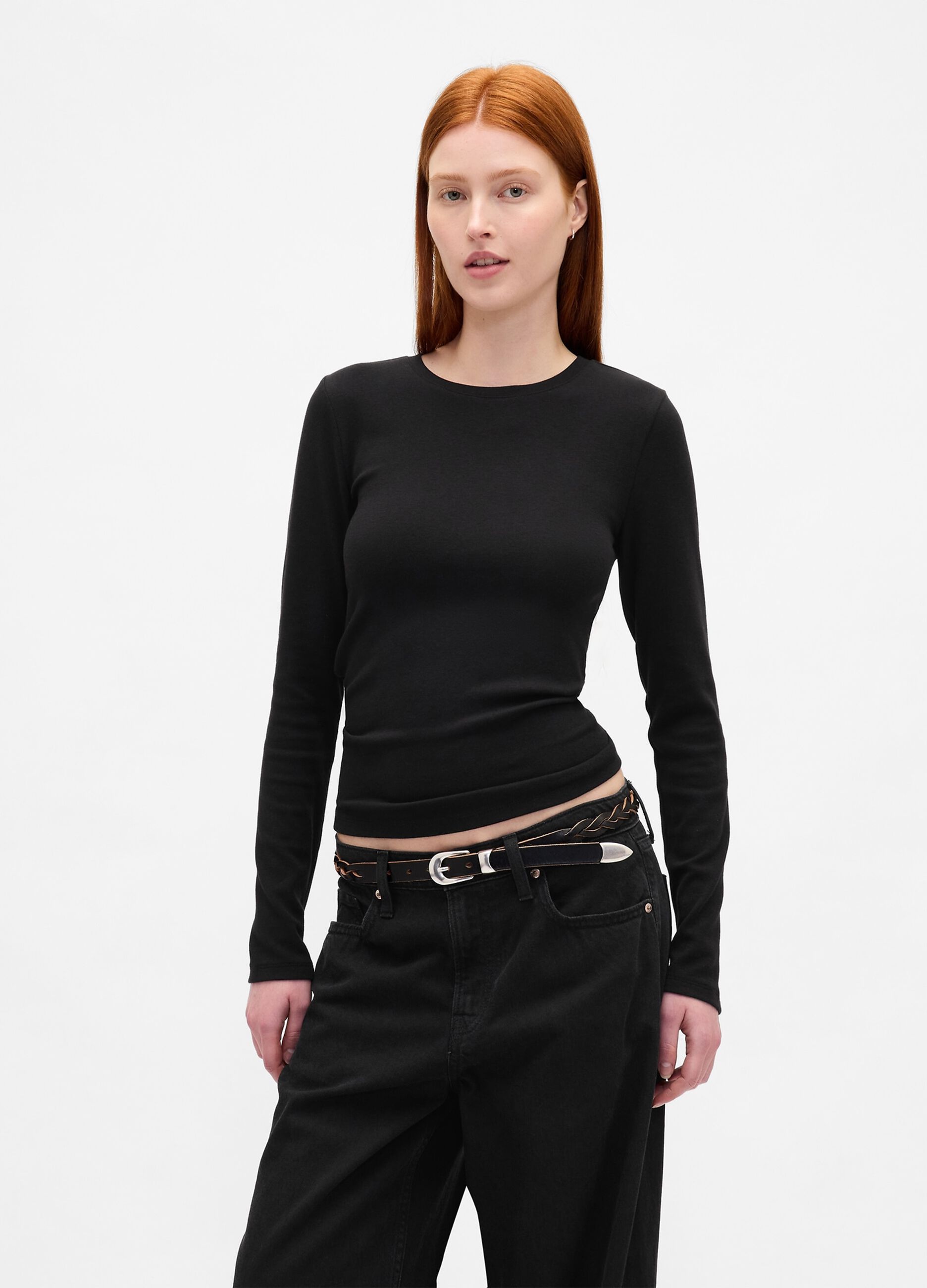 Black Stretch Long Sleeve Top
