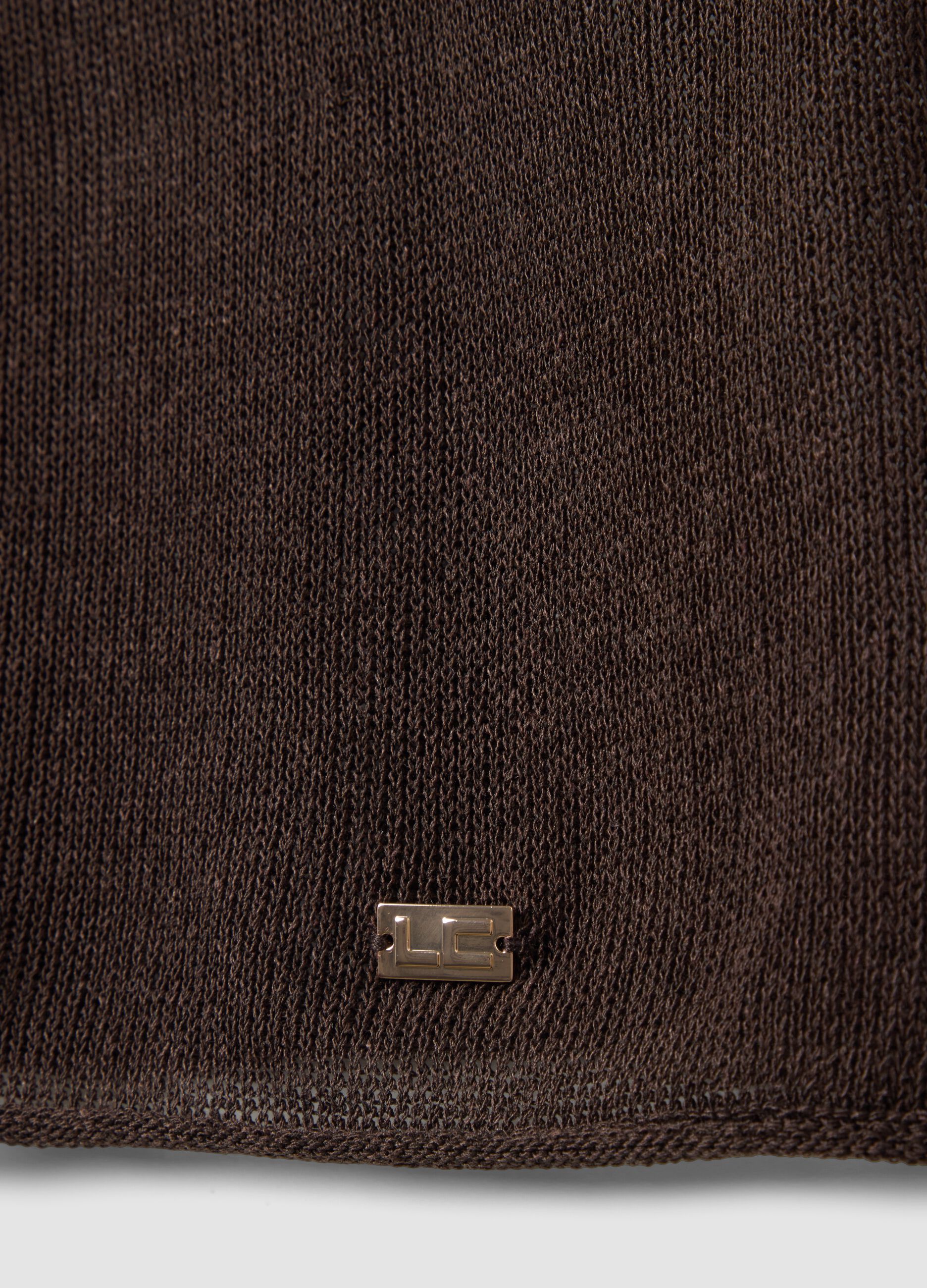 Smeđa predimenzionirana majica s V-izrezom, mje&scaron;avina lyocella i lana