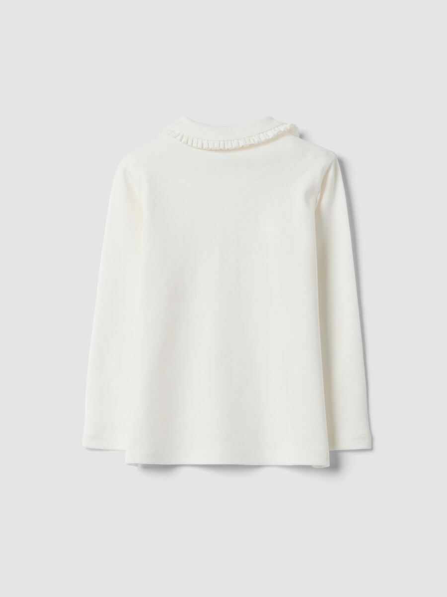 White long-sleeved polo in pure organic cotton_1
