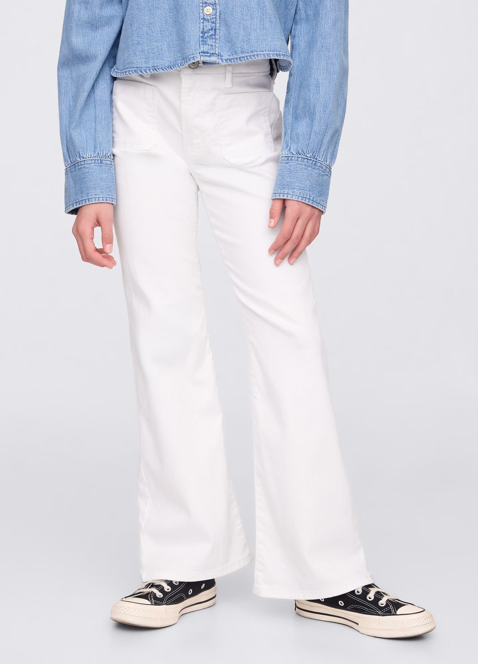 White flared jeans