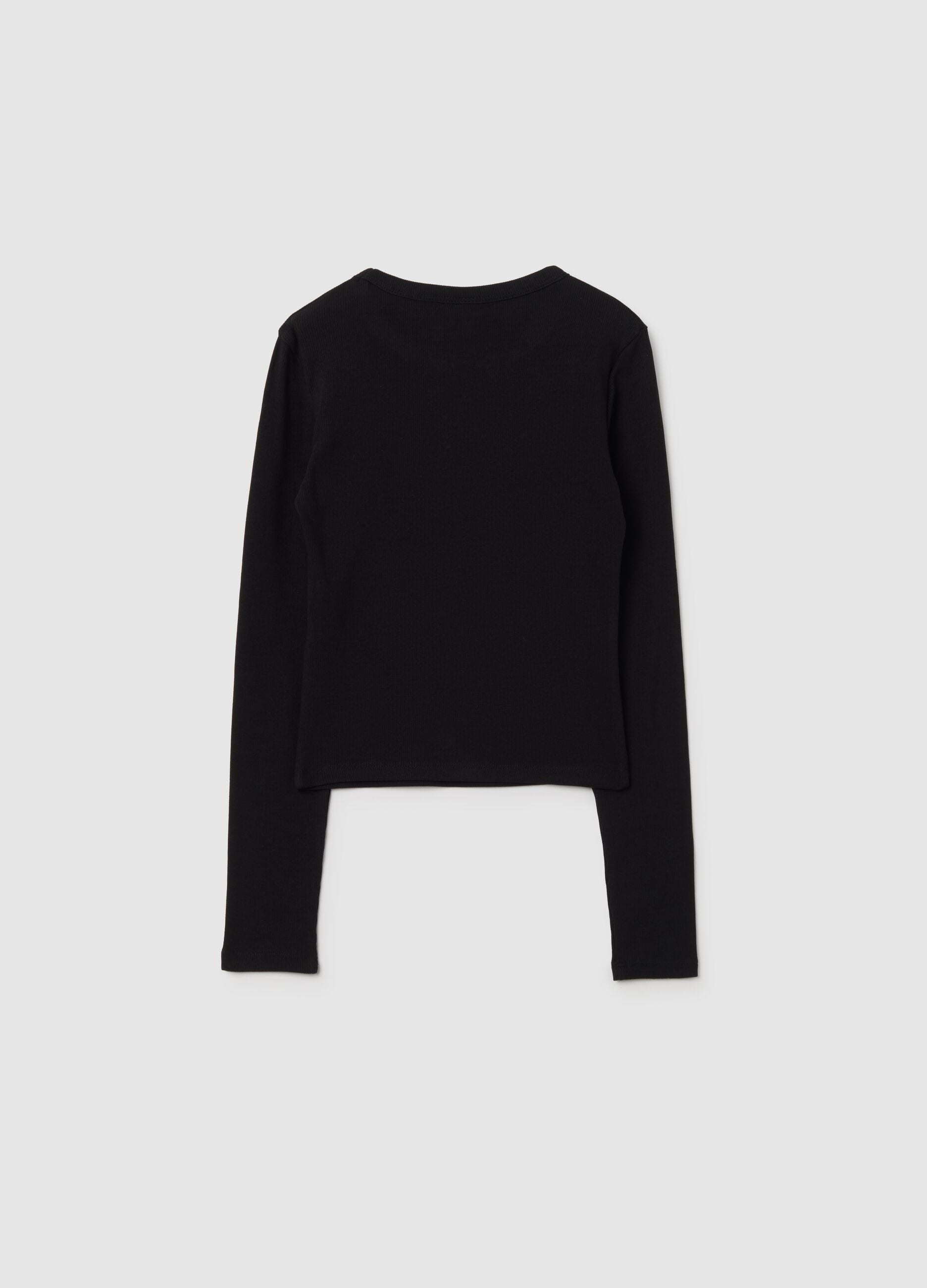 Girl's black regular fit stretch cotton top