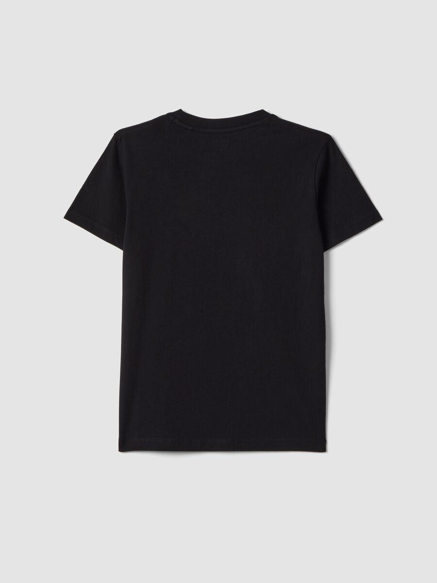 Boys&rsquo; black pure cotton regular fit T-shirt_1