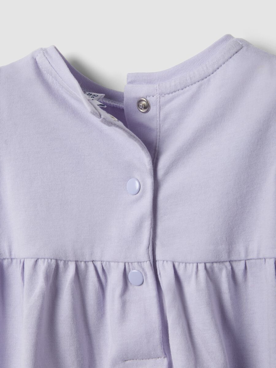 Purple pure cotton romper with ruffle sleeves for baby girl_3