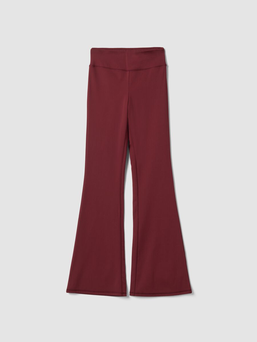 Red flared leggings in stretch fabric_4