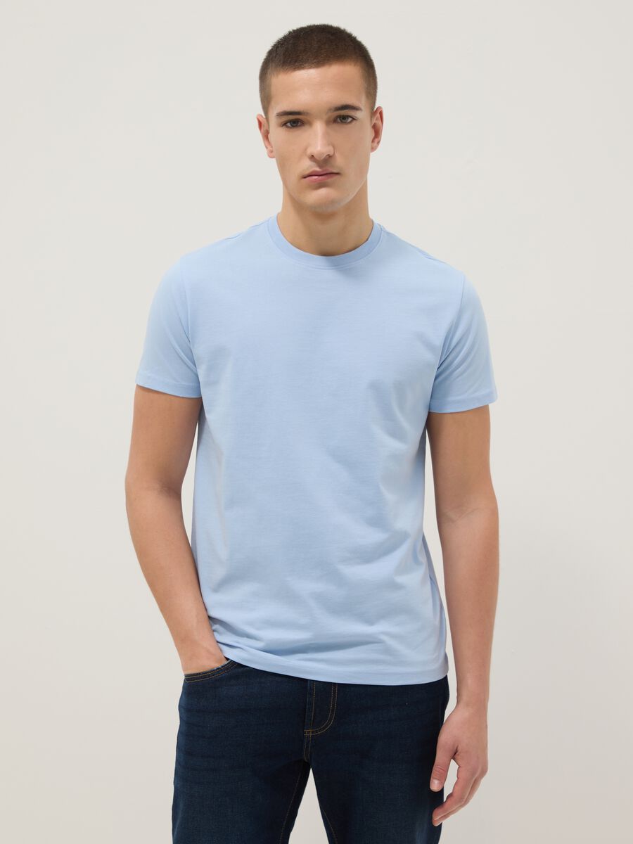 Sky blue pure cotton T-shirt_1