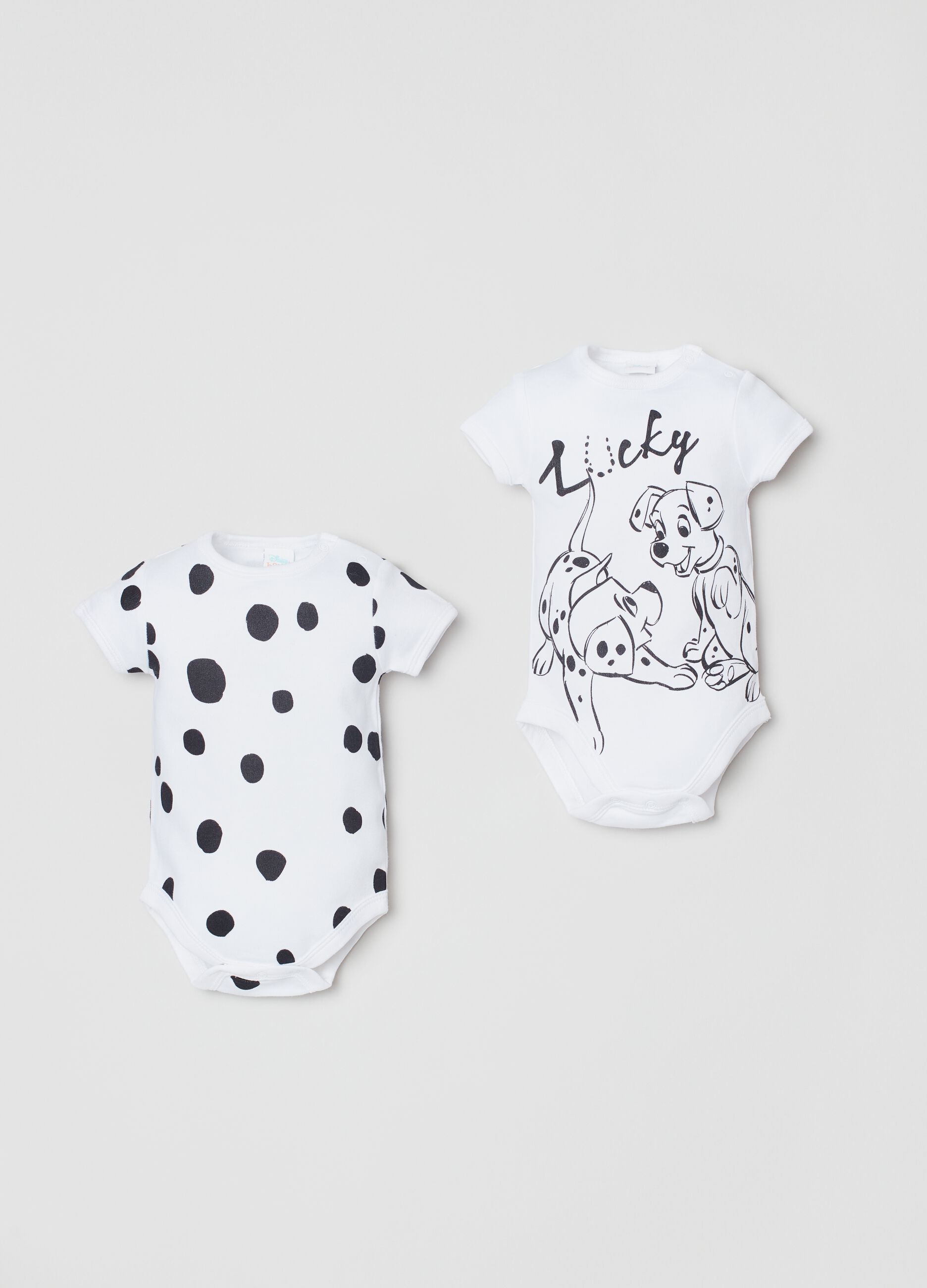 Two-pack bodysuits with 101 Dalmatians print