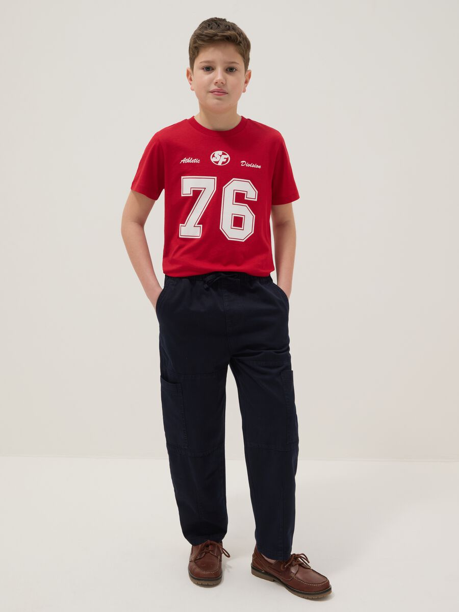 Boys' Regular Fit Blue Pure Cotton Jogger Trousers_0