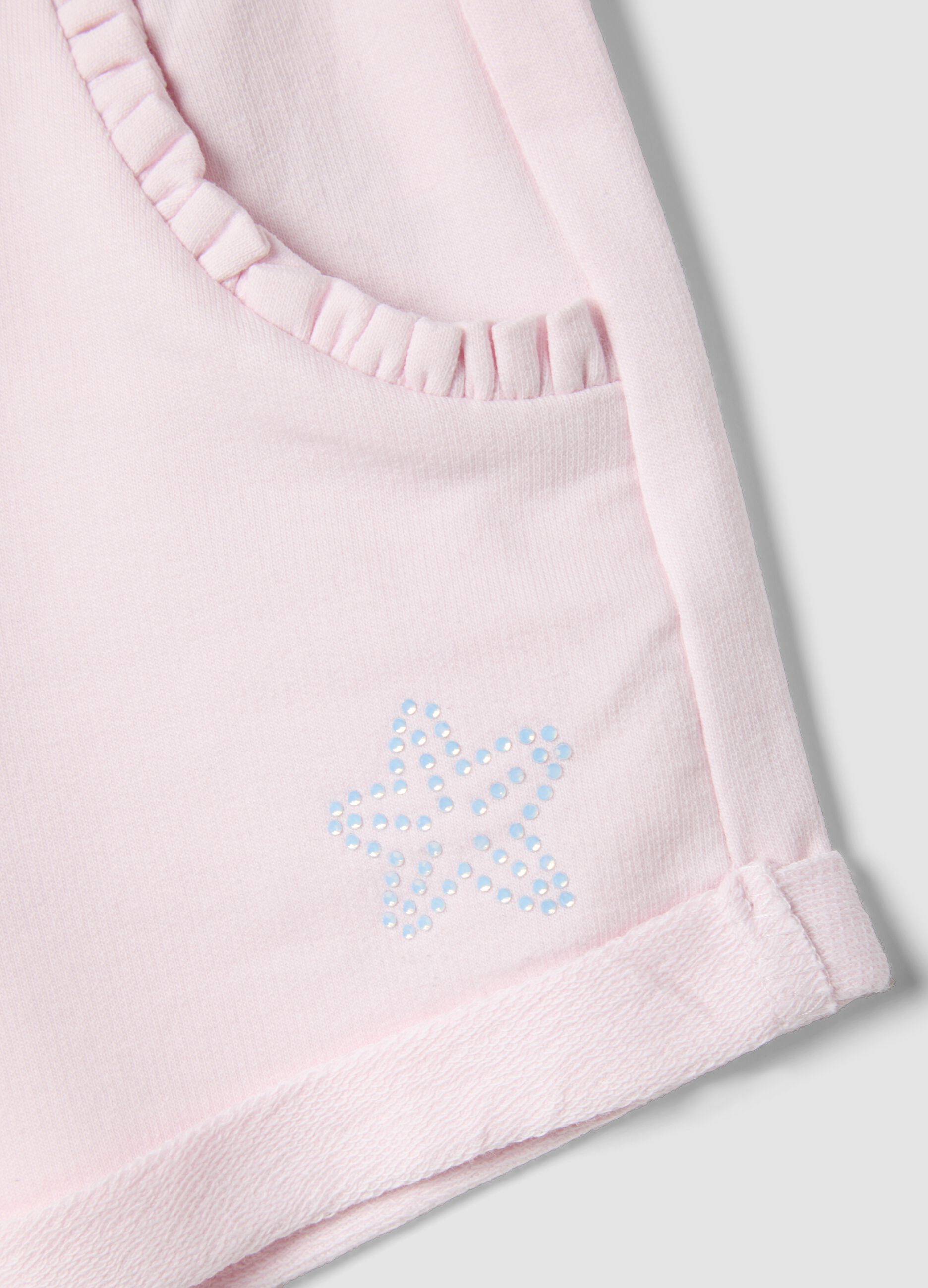 Girls&rsquo; pink stretch cotton shorts with bow