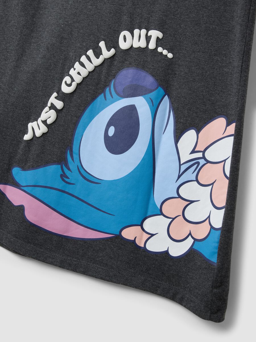 Graues Nachthemd aus reiner Baumwolle mit Stitch-Print_1