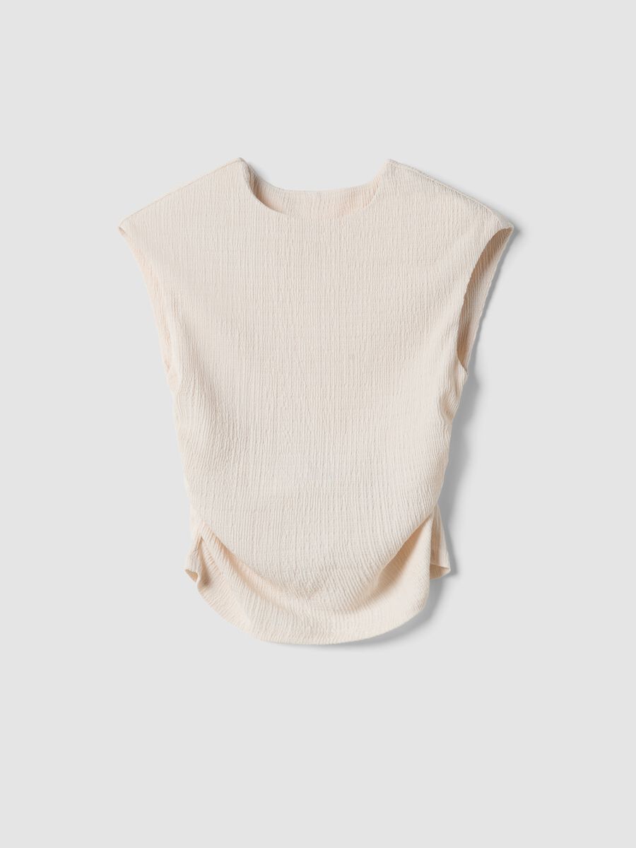 White Stretch Sleeveless Top, Regular Fit_0