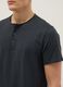 Black regular fit pure cotton T-shirt with henley collar_3