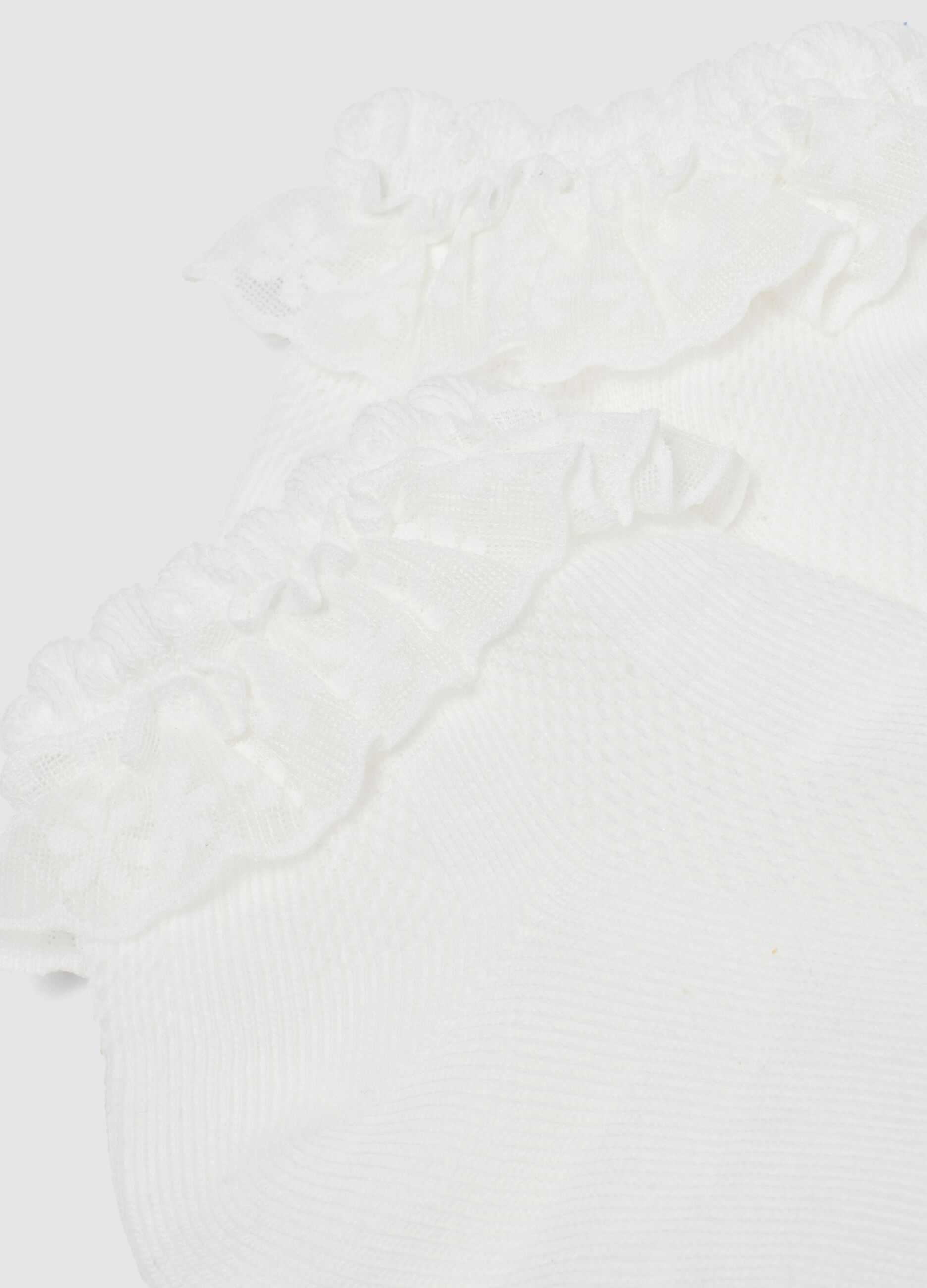 Wei&szlig;e M&auml;dchen-Socken aus elastischem Baumwollmix mit Volant