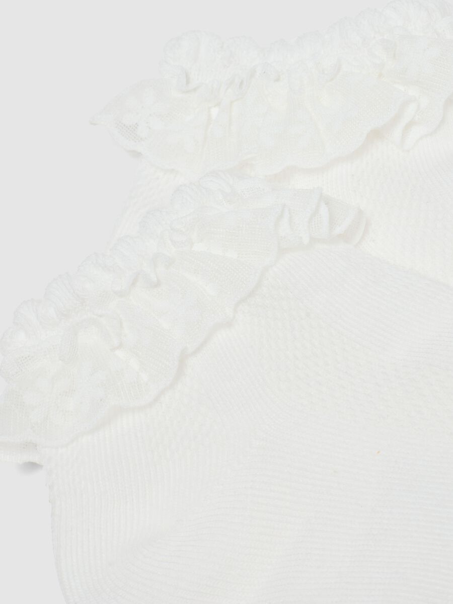 Calcetines cortos blancos para ni&ntilde;a de algod&oacute;n el&aacute;stico con volante_1