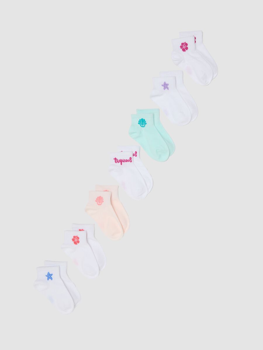 Multipack de meias multicolor em mistura de algod&atilde;o el&aacute;stico para menina_0