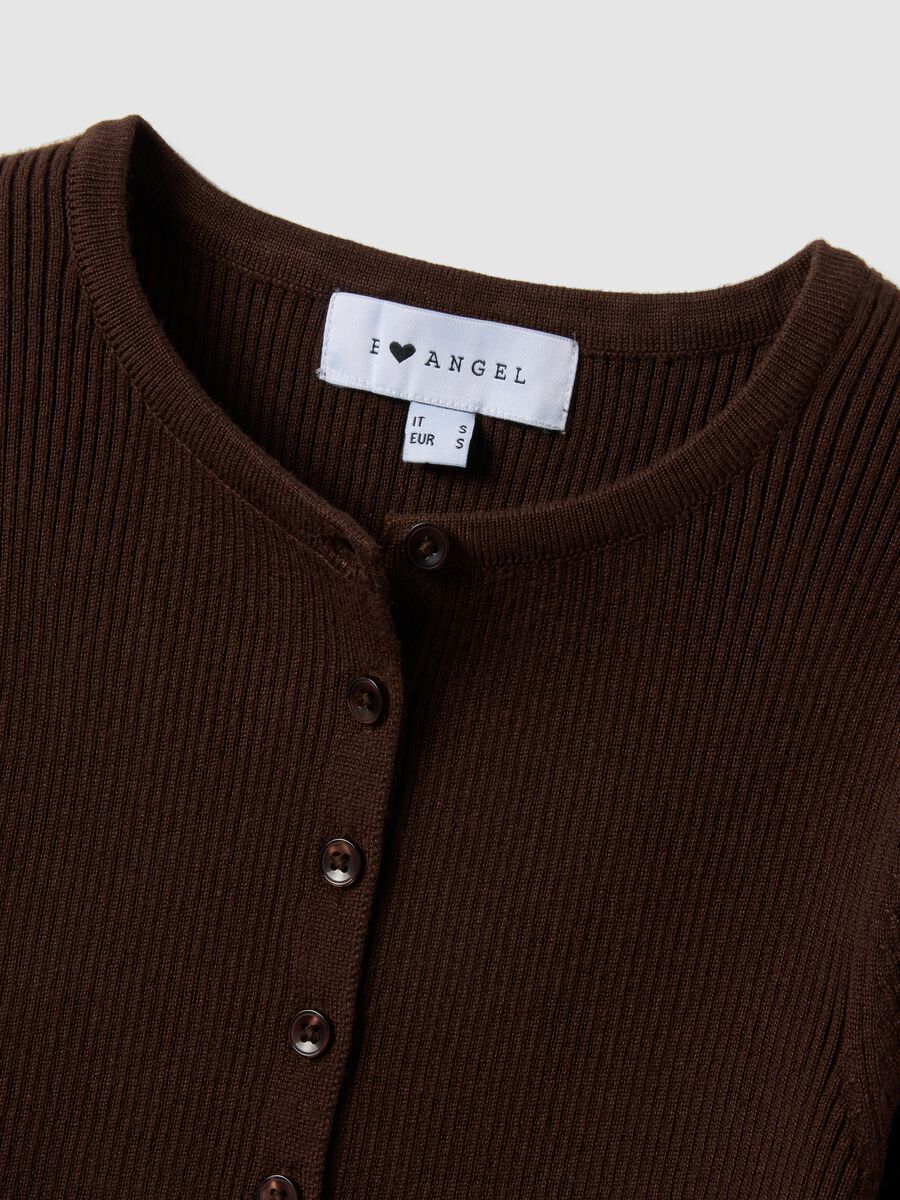Cardigan in misto viscosa marrone vestibilit&agrave; fitted_1