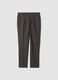 Brown slim-fit formal trousers in stretch cotton_0