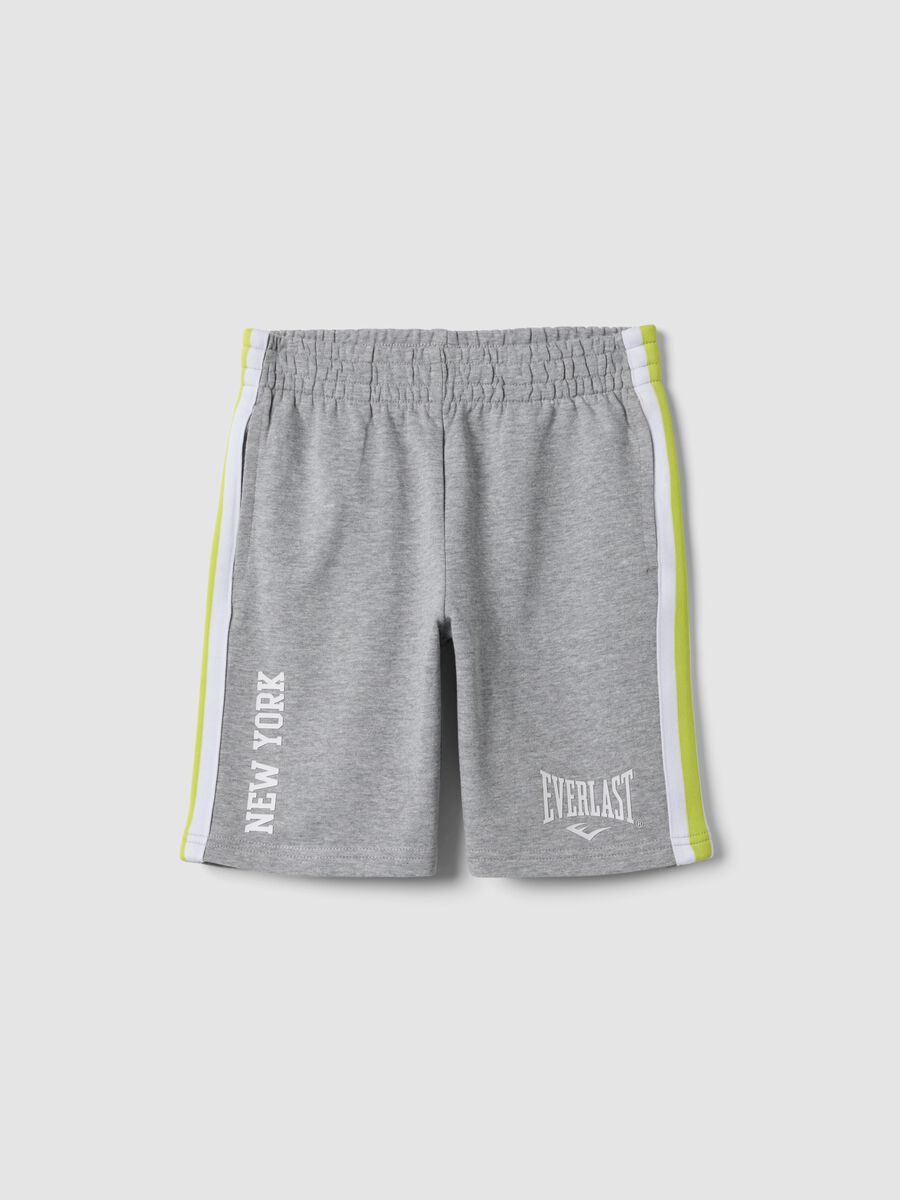 Grey pure cotton shorts with side stripes_0