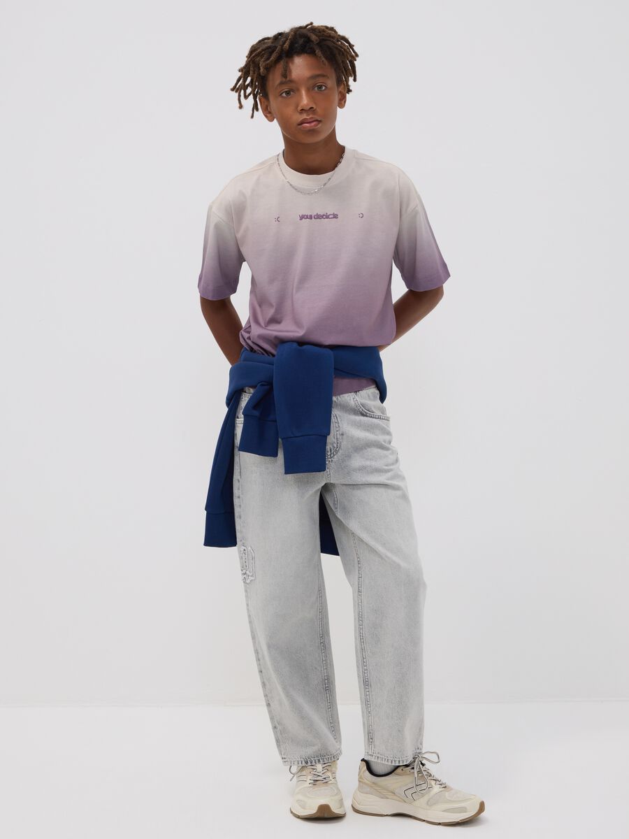 Jean denim gris 100 % coton &agrave; taille &eacute;lastiqu&eacute;e pour gar&ccedil;on, coupe skater_0