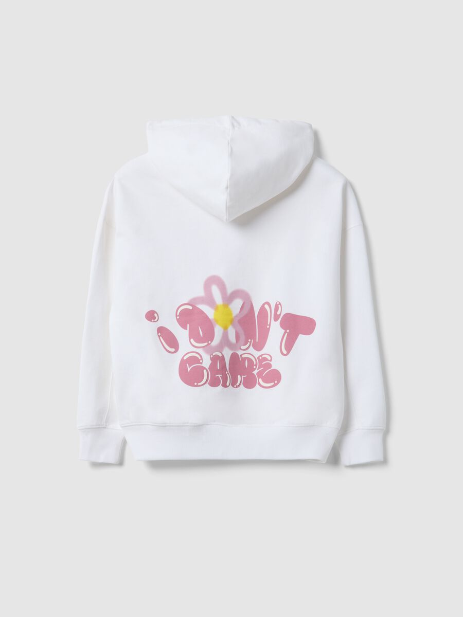 White pure cotton oversized fit sweatshirt for girls with flower_1