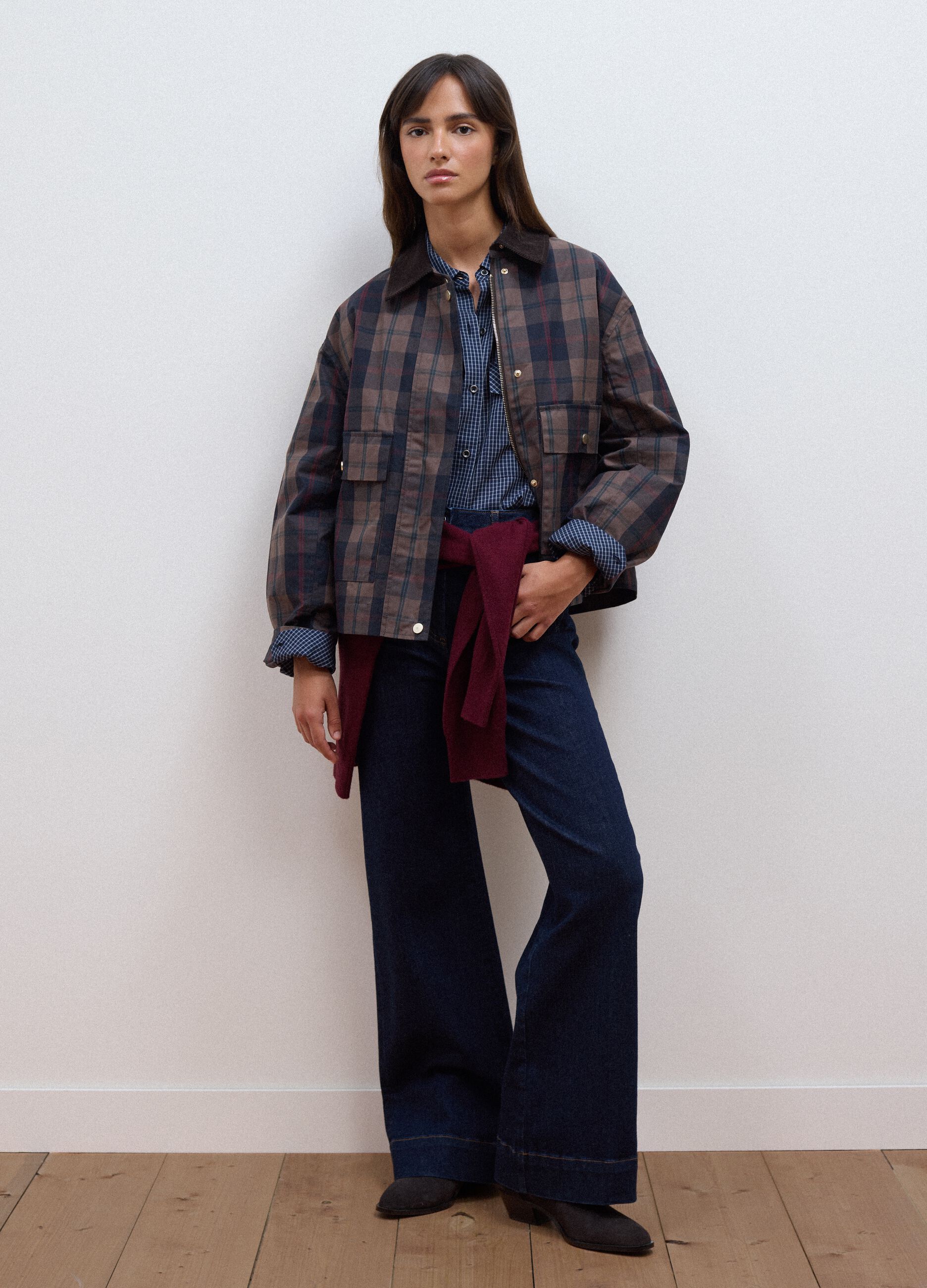 Blue wide-leg jeans in stretch cotton