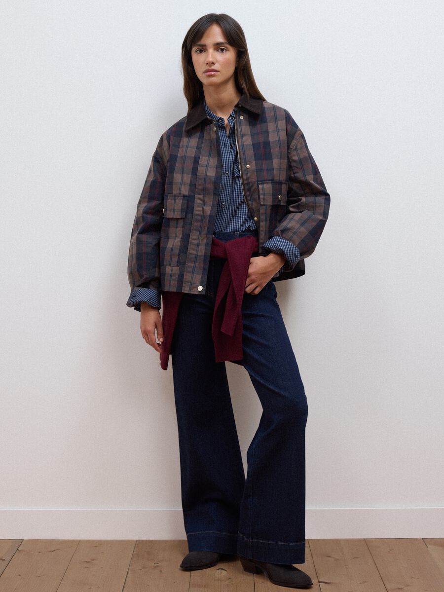Blue wide-leg jeans in stretch cotton_0