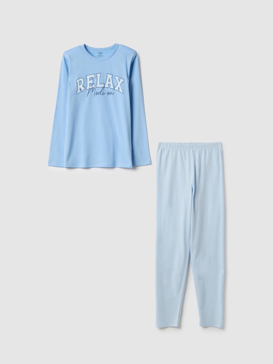 Sky blue regular fit organic cotton pyjamas for girls_0