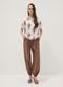 White pure viscose blouse with brown print, regular fit_1
