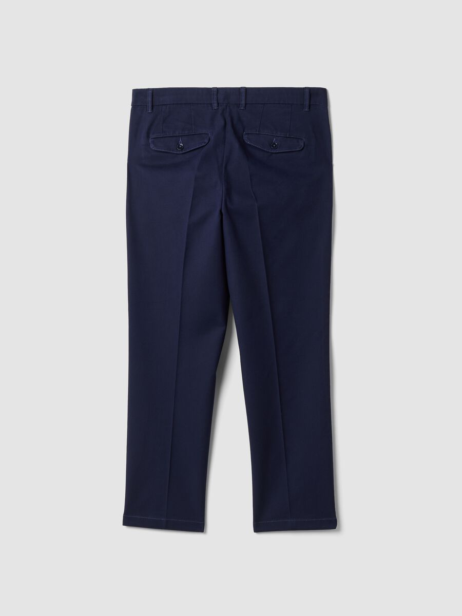 Blaue Chinohose aus elastischem Baumwolltwill, Regular Tapered Fit_2