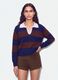 Blauer, gestreifter Pullover aus Viskosemix mit Polokragen, Regular Fit_1