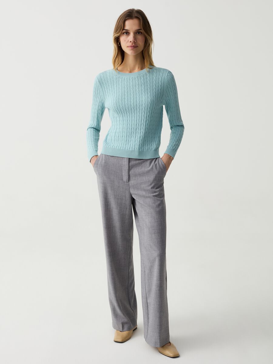Cotton pullover with cable-knit design_1